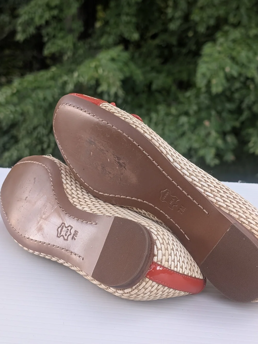 Tory Burch Coral Patent & Woven Ballet Flats